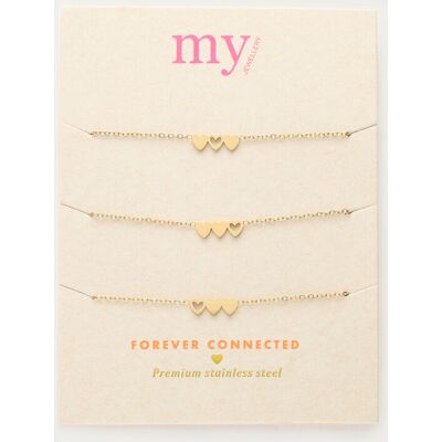 Ensemble de 3 bracelets à 3 coeurs My Jewellery Argenté/Doré One size femme Ensemble de 3 bracelets à 3 coeurs My Jewellery Argenté/Doré One size femme
