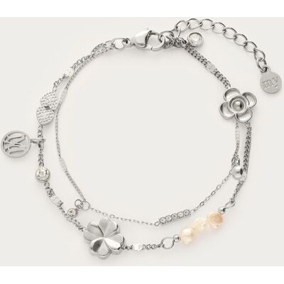 Bracelet double avec perles d'eau douce "dreams come true" My Jewellery Argenté 16.3 femme Bracelet double avec perles d'eau douce "dreams come true" My Jewellery Argenté 16.3 femme