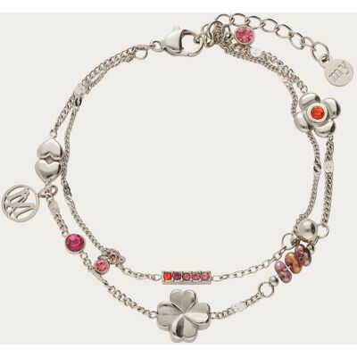 Bracelet double avec strass multicolores et charms "dreamchaser" My Jewellery Argenté One size femme Bracelet double avec strass multicolores et charms "dreamchaser" My Jewellery Argenté One size femme