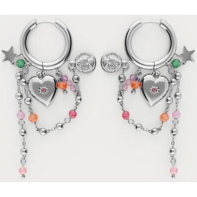 Boucles d'oreilles chaîne avec perles fantaisie multicolores My Jewellery Argenté/Multicolore One size femme Boucles d'oreilles chaîne avec perles fantaisie multicolores My Jewellery Argenté/Multicolore One size femme