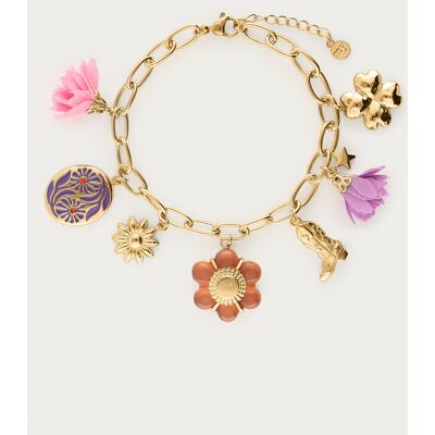 Bracelet Sunrocks avec charms multicolores My Jewellery Violet/Rose/Orange/Doré One size femme Bracelet Sunrocks avec charms multicolores My Jewellery Violet/Rose/Orange/Doré One size femme