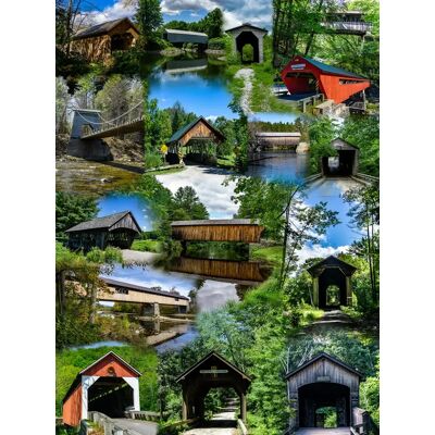 SunsOut Puzzle Ponts Couverts de Nouvelle-Angleterre - 1000 pièces SunsOut Puzzle Ponts Couverts de Nouvelle-Angleterre - 1000 pièces