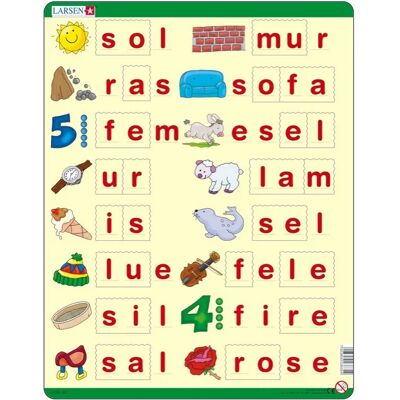 Larsen Puzzle Puzzle Cadre - Lær å lese (små bokstaver) (en Norvégien) - 10 à 25 pièces Larsen Puzzle Puzzle Cadre - Lær å lese (små bokstaver) (en Norvégien) - 10 à 25 pièces