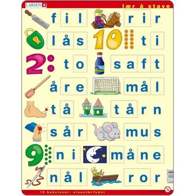 Larsen Puzzle Puzzle Cadre - Lær å lese (små bokstaver) (en Norvégien) - 10 à 25 pièces Larsen Puzzle Puzzle Cadre - Lær å lese (små bokstaver) (en Norvégien) - 10 à 25 pièces