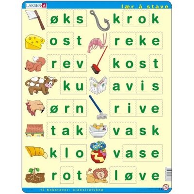Larsen Puzzle Puzzle Cadre - Lær å lese (små bokstaver) (en Norvégien) - 26 à 50 pièces Larsen Puzzle Puzzle Cadre - Lær å lese (små bokstaver) (en Norvégien) - 26 à 50 pièces