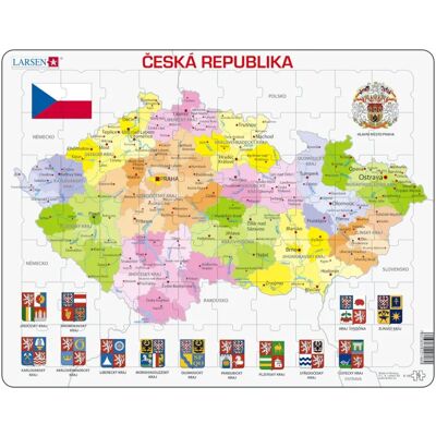 Larsen Puzzle Puzzle Cadre - Carte de la République Tchèque (en Tchèque) - 51 à 99 pièces Larsen Puzzle Puzzle Cadre - Carte de la République Tchèque (en Tchèque) - 51 à 99 pièces