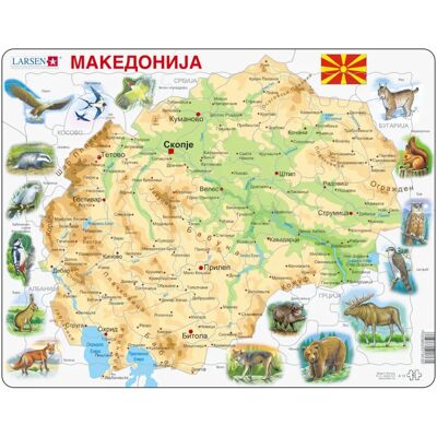 Larsen Puzzle Puzzle Cadre - Carte de la Macédoine - 51 à 99 pièces Larsen Puzzle Puzzle Cadre - Carte de la Macédoine - 51 à 99 pièces