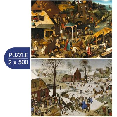 Grafika Puzzle 2 Puzzles - L'Art de Pieter Brueghel : Proverbes Flamands - Le Dénombrement de Bethléem - 500 à 999 pièces Grafika Puzzle 2 Puzzles - L'Art de Pieter Brueghel : Proverbes Flamands - Le Dénombrement de Bethléem - 500 à 999 pièces