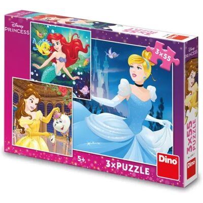Dino Puzzle 3 Puzzles - Princesses Heureuses - 51 à 99 pièces Dino Puzzle 3 Puzzles - Princesses Heureuses - 51 à 99 pièces