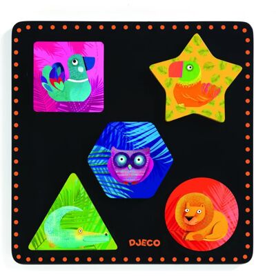 Puzzle en bois Geochic Djeco 5 pièces - Puzzle Puzzle en bois Geochic Djeco 5 pièces - Puzzle