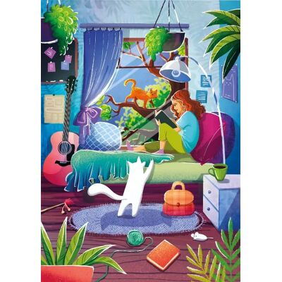 Magnolia Puzzle Fille et Chats - 1000 pièces Magnolia Puzzle Fille et Chats - 1000 pièces