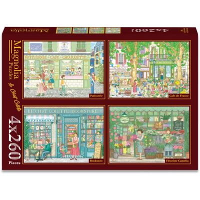 Magnolia Puzzle 4 Puzzles - Le Chat Colette - Patisserie - Café de France - Bookstore - Fleuriste Camelia - 200 à 499 pièces Magnolia Puzzle 4 Puzzles - Le Chat Colette - Patisserie - Café de France - Bookstore - Fleuriste Camelia - 200 à 499 pièces