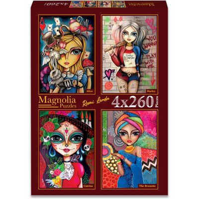 Magnolia Puzzle 4 Puzzles - Romi Lerda - Alice - Harley - Catrina - The Brunette - 200 à 499 pièces Magnolia Puzzle 4 Puzzles - Romi Lerda - Alice - Harley - Catrina - The Brunette - 200 à 499 pièces