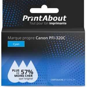 PrintAbout Cartouche compatible Canon PFI-320C - Cyan - Grande capacité