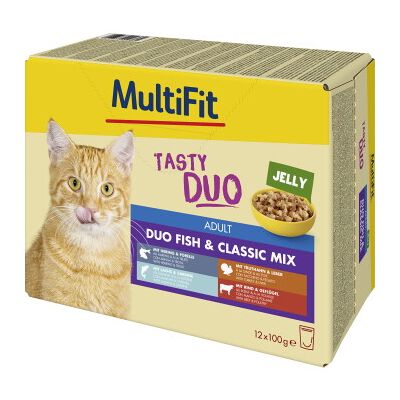 MultiFit Adult Jelly Duo Fish & Classic Mix - Nourriture humide pour chats MultiFit Adult Jelly Duo Fish & Classic Mix - Nourriture humide pour chats