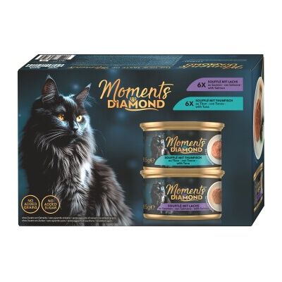 Nourriture humide Moments DIAMOND pour chat - Thon & Saumon - Lot de 12 x 85 g Nourriture humide Moments DIAMOND pour chat - Thon & Saumon - Lot de 12 x 85 g