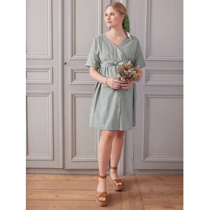 VERTBAUDET Robe courte cache-coeur grossesse et allaitement vert sauge