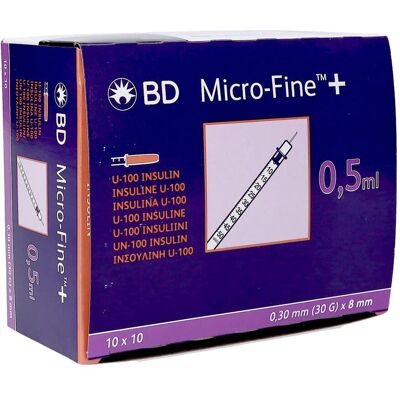 Bd Microfine+ Seringues à Insuline 0,5 ml 30G 8 mm 100 Pièces (324825) Bd Microfine+ Seringues à Insuline 0,5 ml 30G 8 mm 100 Pièces (324825)