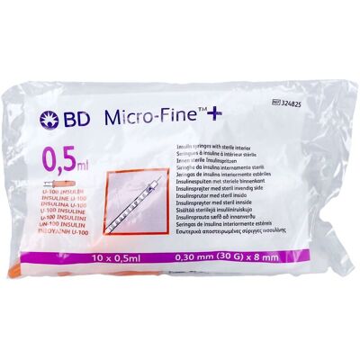 Bd Microfine+ Seringues à Insuline 0,5 ml 30G 8 mm 10 Pièces (324825) Bd Microfine+ Seringues à Insuline 0,5 ml 30G 8 mm 10 Pièces (324825)
