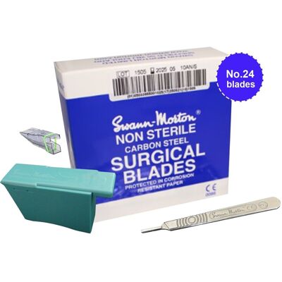 Swann Morton Lame N.24 Non Stérile 100 Piéces Swann Morton Lame N.24 Non Stérile 100 Piéces