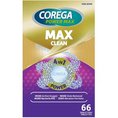 Corega Power Max Nettoyant Prothèses 66 Comprimés Effervescents Corega Power Max Nettoyant Prothèses 66 Comprimés Effervescents