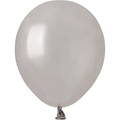 Ciao Lot de 100 ballons nacrés en latex naturel de qualité supérieure A50 (Ø 13 cm / 5 "), argent nacré Ciao Lot de 100 ballons nacrés en latex naturel de qualité supérieure A50 (Ø 13 cm / 5 "), argent nacré