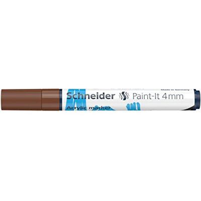 Schneider Paint-It 120207 Stylo acrylique (avec pointe ogive de 4 mm, peintures acryliques à fort pouvoir couvrant, pour bois, toile, pierre, etc.) Marron Schneider Paint-It 120207 Stylo acrylique (avec pointe ogive de 4 mm, peintures acryliques à fort pouvoir couvrant, pour bois, toile, pierre, etc.) Marron