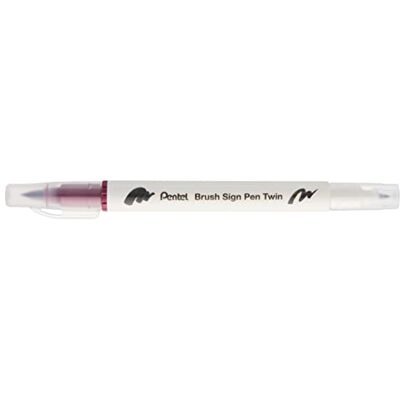 Pentel Brush Sign Pen Twin SESW30C Lot de 2 feutres à pointe semblable à un pinceau Rouge foncé Pentel Brush Sign Pen Twin SESW30C Lot de 2 feutres à pointe semblable à un pinceau Rouge foncé