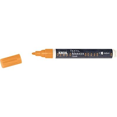 KREUL 92762 Marqueur textile opaque moyen, orange, avec pointe arrondie, épaisseur de trait : env. 2 à 4 mm, stylo de peinture couvrant pour tissus clairs et foncés, lavable après fixation KREUL 92762 Marqueur textile opaque moyen, orange, avec pointe arrondie, épaisseur de trait : env. 2 à 4 mm, stylo de peinture couvrant pour tissus clairs et foncés, lavable après fixation
