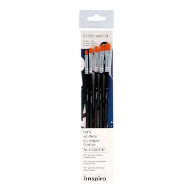 INNSPIRO Lot de 5 pinceaux synthétiques en langue de chat n° 2, 4, 6, 8, 10 pour acrylique, aquarelle, gouache, huile, idéal pour débutants et professionnels INNSPIRO Lot de 5 pinceaux synthétiques en langue de chat n° 2, 4, 6, 8, 10 pour acrylique, aquarelle, gouache, huile, idéal pour débutants et professionnels