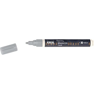 KREUL 92770 – Marqueur textile opaque, moyen, argent, avec pointe ronde, épaisseur de trait : env. 2 à 4 mm, stylo de peinture couvrant pour tissus clairs et foncés, lavable après fixation KREUL 92770 – Marqueur textile opaque, moyen, argent, avec pointe ronde, épaisseur de trait : env. 2 à 4 mm, stylo de peinture couvrant pour tissus clairs et foncés, lavable après fixation