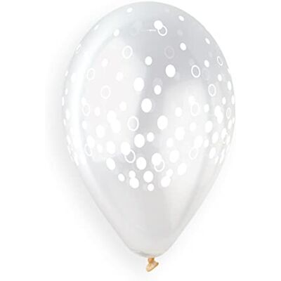 Ciao Enveloppe 25 ballons avec impression Confetti Dots Crystal en latex naturel Premium Quality G120 (Ø 33 cm / 13"), Transparent Ciao Enveloppe 25 ballons avec impression Confetti Dots Crystal en latex naturel Premium Quality G120 (Ø 33 cm / 13"), Transparent