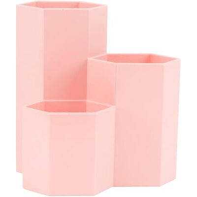 DAZZLUXE 1 porte-stylo de bureau créatif Tube de rangement multifonction Tube de rangement hexagonal Boîte de rangement avec trois compartiments Porte-pinceaux de maquillage (rose) DAZZLUXE 1 porte-stylo de bureau créatif Tube de rangement multifonction Tube de rangement hexagonal Boîte de rangement avec trois compartiments Porte-pinceaux de maquillage (rose)