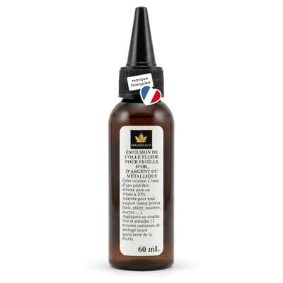 sim gold leaf Emulsion de colle fluide, 60 ml, pour feuille d'or, d'argent, métallique sim gold leaf Emulsion de colle fluide, 60 ml, pour feuille d'or, d'argent, métallique