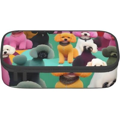 BGSHJVF Trousse à crayons haute capacité avec imprimé caniches en tissu Oxford, pour crayons, stylos, plusieurs compartiments, design élégant BGSHJVF Trousse à crayons haute capacité avec imprimé caniches en tissu Oxford, pour crayons, stylos, plusieurs compartiments, design élégant