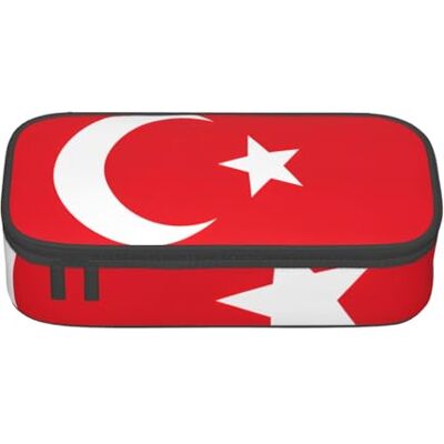 BGSHJVF Trousse à crayons haute capacité avec imprimé drapeau de la Turquie en tissu Oxford, pour crayons, stylos, plusieurs compartiments, design élégant BGSHJVF Trousse à crayons haute capacité avec imprimé drapeau de la Turquie en tissu Oxford, pour crayons, stylos, plusieurs compartiments, design élégant