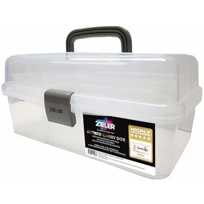 Zieler Boîte de transport pour artistes (blanc translucide) – Idéal pour ranger les pinceaux, crayons, peintures, pastels ainsi que les accessoires de couture et d'artisanat Zieler Boîte de transport pour artistes (blanc translucide) – Idéal pour ranger les pinceaux, crayons, peintures, pastels ainsi que les accessoires de couture et d'artisanat