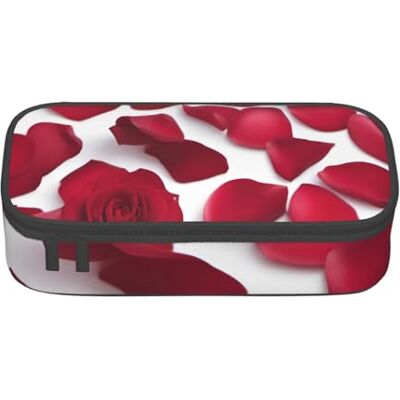 BGSHJVF Trousse à crayons haute capacité avec imprimé pétales de rose rouge en tissu Oxford, pour crayons, stylos, plusieurs compartiments, design élégant BGSHJVF Trousse à crayons haute capacité avec imprimé pétales de rose rouge en tissu Oxford, pour crayons, stylos, plusieurs compartiments, design élégant