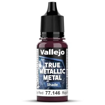 Vallejo True Metallic Paint Ruby Red 18 ml, finition brillante pour mélanger et dégrader, idéale pour l'application au pinceau, longue durée dans un flacon compte-gouttes Vallejo True Metallic Paint Ruby Red 18 ml, finition brillante pour mélanger et dégrader, idéale pour l'application au pinceau, longue durée dans un flacon compte-gouttes