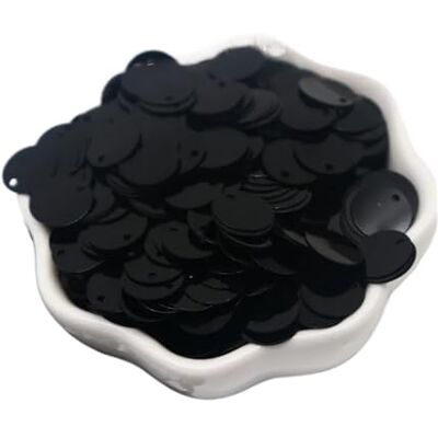 ZYAGH Lot de 200 paillettes rondes et plates en PVC pour couture et loisirs créatifs Noir 30 mm 50 g ZYAGH Lot de 200 paillettes rondes et plates en PVC pour couture et loisirs créatifs Noir 30 mm 50 g