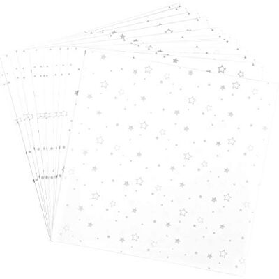 Ideen mit Herz Lot de 100 feuilles de papier transparent de qualité supérieure 110 g/m² Imprimé Papier pliable idéal pour bricoler des étoiles Papier transparent (étoiles Blanc et argent, 20 x 20 cm) Ideen mit Herz Lot de 100 feuilles de papier transparent de qualité supérieure 110 g/m² Imprimé Papier pliable idéal pour bricoler des étoiles Papier transparent (étoiles Blanc et argent, 20 x 20 cm)