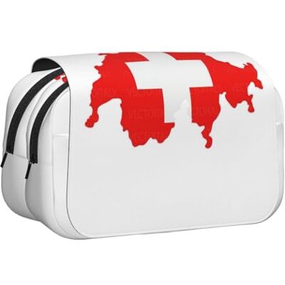 YQxwJL Trousse à crayons avec fermeture éclair Grande capacité Motif carte du drapeau suisse YQxwJL Trousse à crayons avec fermeture éclair Grande capacité Motif carte du drapeau suisse