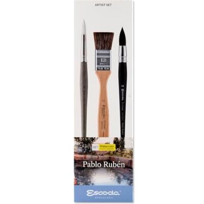 Escoda Set 3 Pinceaux Aquarelle N.12,14,14 Lavis à Pointe Ronde Spalter Fibres Synthétiques Pablo Rubén Series Ultimo Perla Brosses Professionnelles Faits à la Main à Barcelone. Escoda Set 3 Pinceaux Aquarelle N.12,14,14 Lavis à Pointe Ronde Spalter Fibres Synthétiques Pablo Rubén Series Ultimo Perla Brosses Professionnelles Faits à la Main à Barcelone.