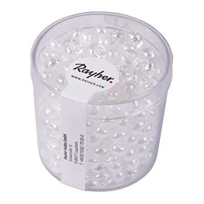 Rayher 14871102 Lot de 55 g de perles à grand trou en verre blanc et cristal 6 mm de diamètre pour la fabrication de bijoux Rayher 14871102 Lot de 55 g de perles à grand trou en verre blanc et cristal 6 mm de diamètre pour la fabrication de bijoux