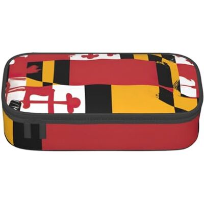 BGSHJVF Trousse à crayons haute capacité avec imprimé drapeau du Maryland, tissu Oxford, crayons, stylos, plusieurs compartiments, design élégant BGSHJVF Trousse à crayons haute capacité avec imprimé drapeau du Maryland, tissu Oxford, crayons, stylos, plusieurs compartiments, design élégant
