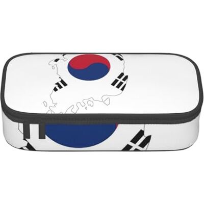BGSHJVF Trousse à crayons haute capacité en tissu Oxford avec motif carte de drapeau de la République de Corée Plusieurs compartiments Design élégant BGSHJVF Trousse à crayons haute capacité en tissu Oxford avec motif carte de drapeau de la République de Corée Plusieurs compartiments Design élégant
