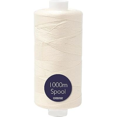 KORBOND Fil à coudre 1000 m polyester enduit crème Couture, couture et matelassage KORBOND Fil à coudre 1000 m polyester enduit crème Couture, couture et matelassage