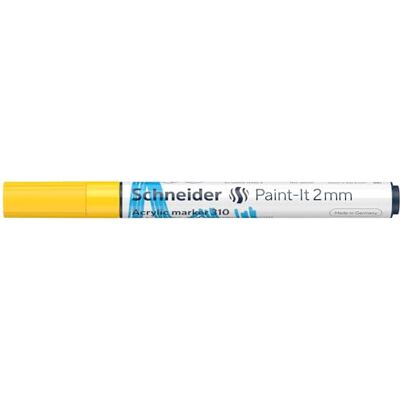 Schneider Paint-It 120105 Stylo acrylique (avec pointe ogive de 2 mm, peintures acryliques à fort pouvoir couvrant, pour bois, toile, pierre, etc.) 1 pièce, jaune Schneider Paint-It 120105 Stylo acrylique (avec pointe ogive de 2 mm, peintures acryliques à fort pouvoir couvrant, pour bois, toile, pierre, etc.) 1 pièce, jaune