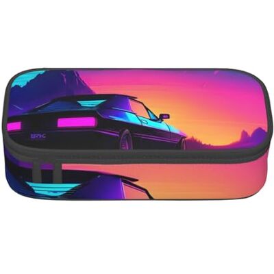 BGSHJVF Retrowave Trousse à crayons haute capacité en tissu Oxford, pour crayons, stylos, plusieurs compartiments, design élégant BGSHJVF Retrowave Trousse à crayons haute capacité en tissu Oxford, pour crayons, stylos, plusieurs compartiments, design élégant