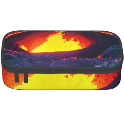 BGSHJVF Kilauea Trousse à crayons haute capacité en tissu Oxford avec plusieurs compartiments Motif volcan BGSHJVF Kilauea Trousse à crayons haute capacité en tissu Oxford avec plusieurs compartiments Motif volcan